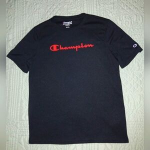 Champion Boy's Black Tee with Red Logo Sz L (14/16)